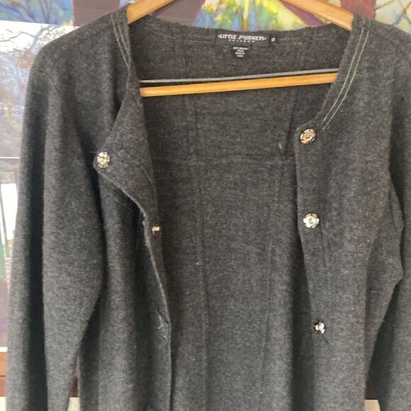 Little Journeys Chicago merino wool longsleeve snap button jacket gray Medium - Picture 5 of 11